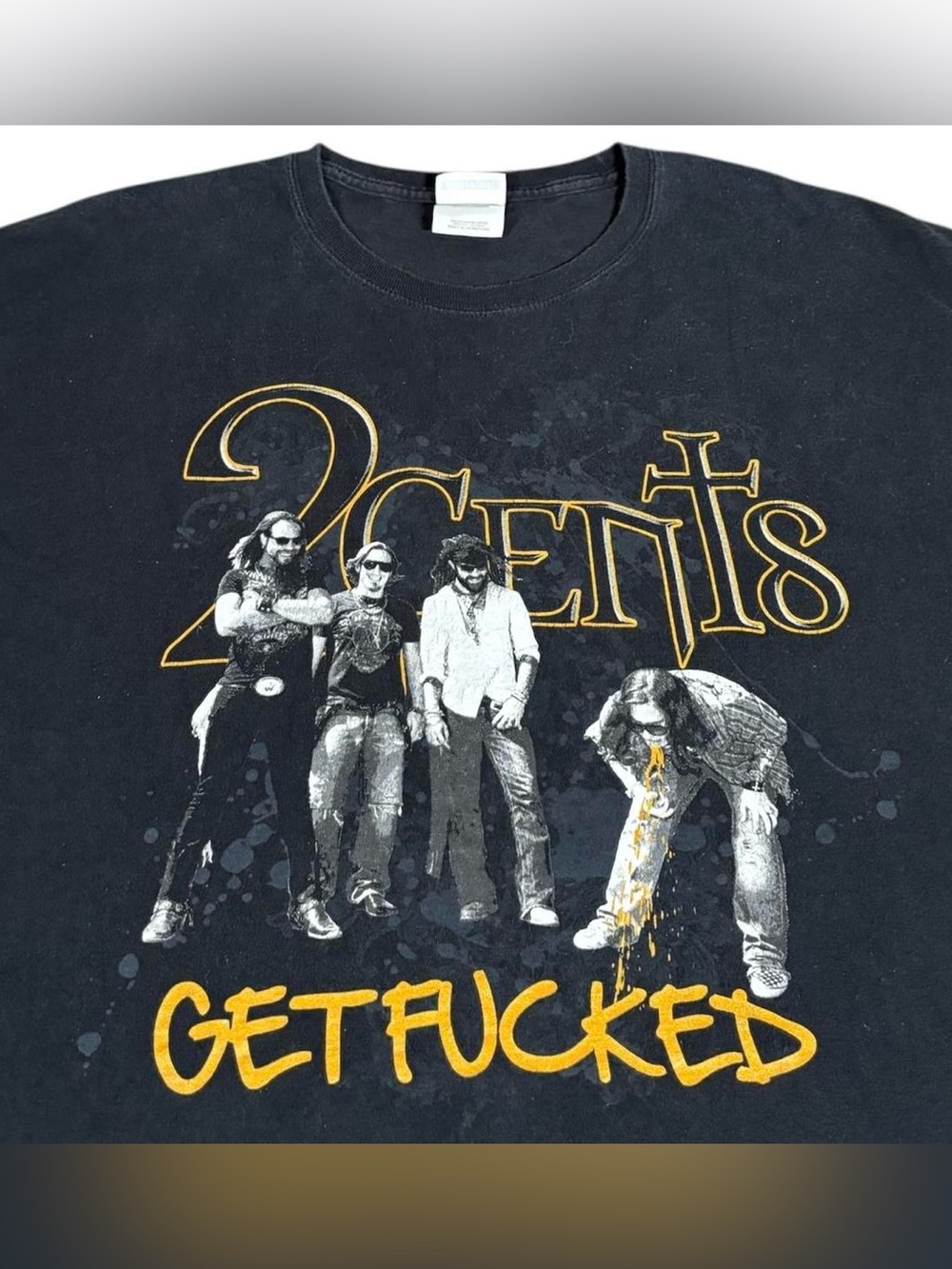 Vintage 2 Cents Get F*cked Band Tour T Shirt Rare Korn Black